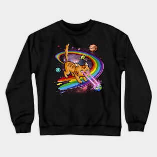 Cute Space Cat Eye Lasers and Rainbow Farts Crewneck Sweatshirt